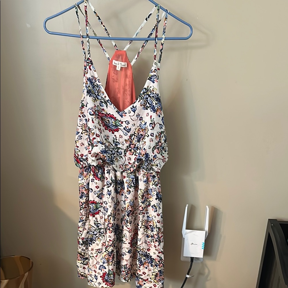 Hem & Thread Blue and White Sundress Sleeveless Halter